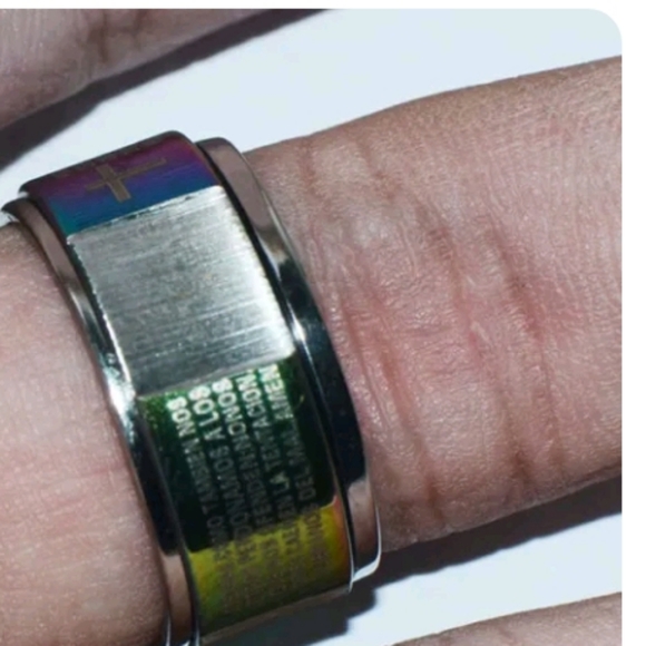 Big Bible Cross Mens Womens Wide Ring size 10 - Picture 5 of 8